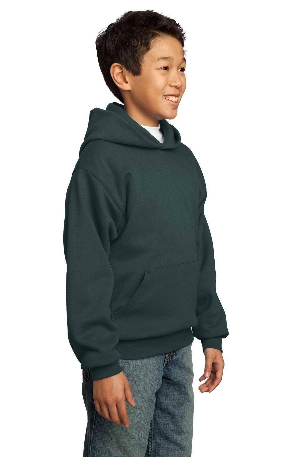 Port &amp; Company PC90YH Youth Core Fleece Pullover Hooded Sweatshirt - Dark Green - HIT a Double - 4