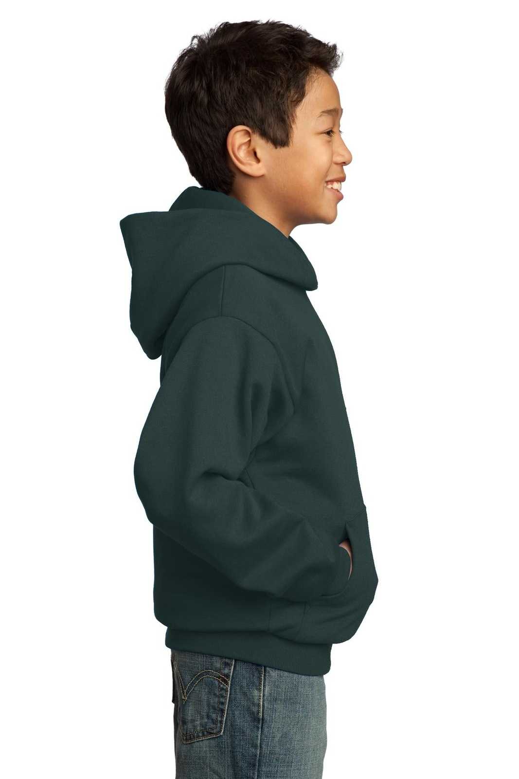 Port &amp; Company PC90YH Youth Core Fleece Pullover Hooded Sweatshirt - Dark Green - HIT a Double - 3