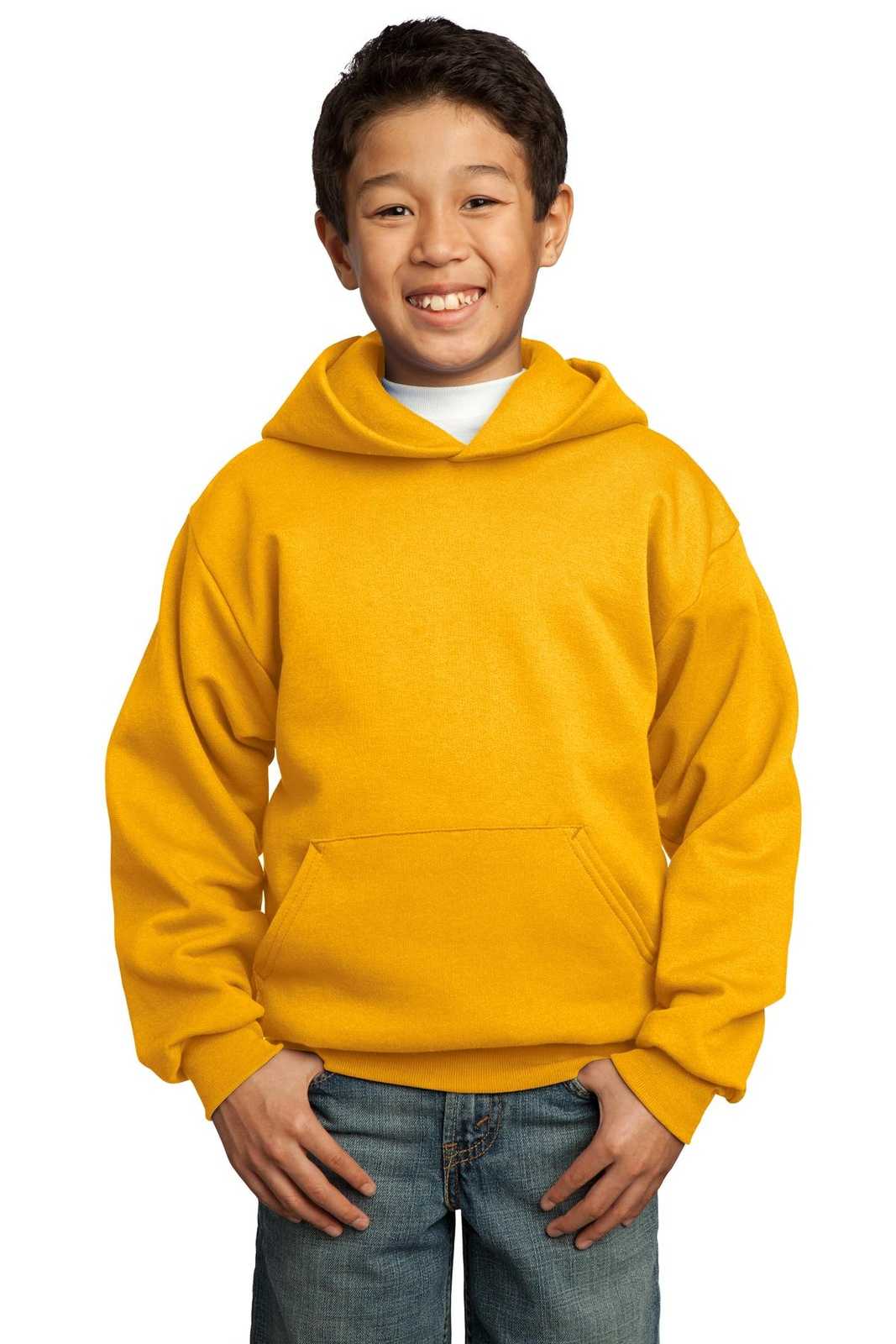 Port &amp; Company PC90YH Youth Core Fleece Pullover Hooded Sweatshirt - Gold - HIT a Double - 1