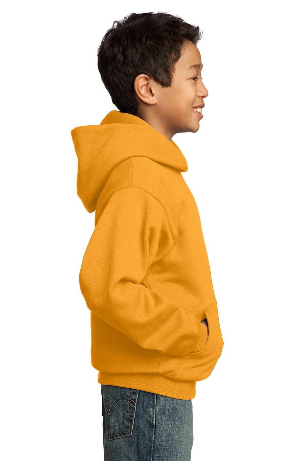 Port &amp; Company PC90YH Youth Core Fleece Pullover Hooded Sweatshirt - Gold - HIT a Double - 3