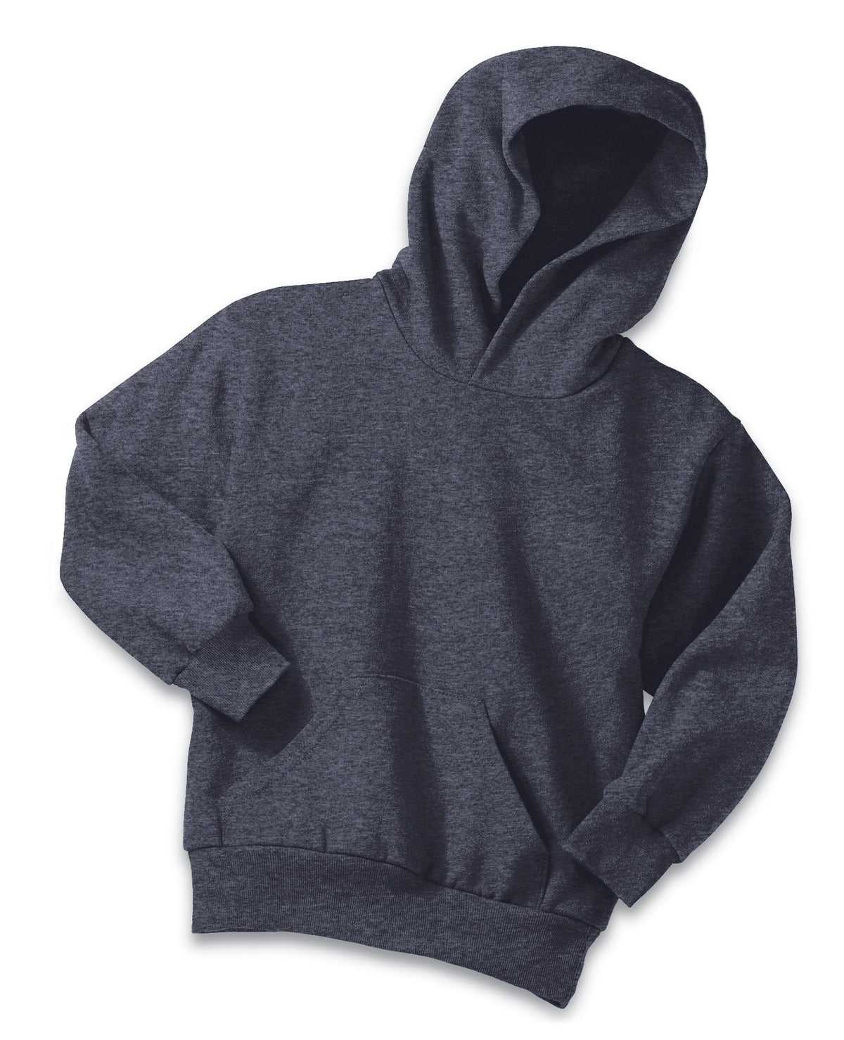 Port &amp; Company PC90YH Youth Core Fleece Pullover Hooded Sweatshirt - Heather Navy - HIT a Double - 5