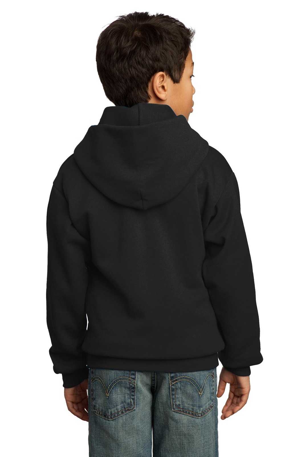 Port & Company PC90YH Youth Core Fleece Pullover Hooded Sweatshirt - Jet Black - HIT a Double - 1