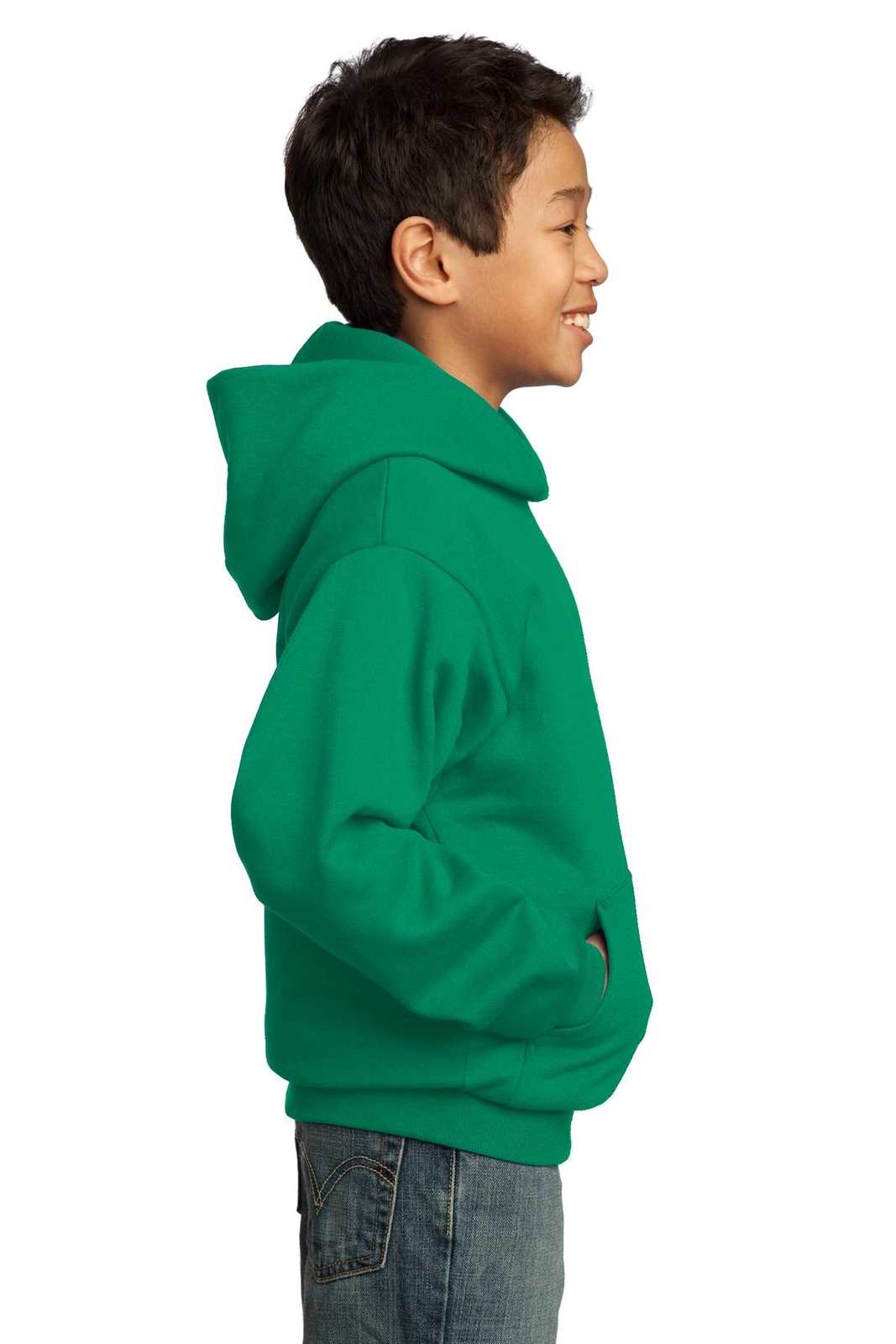 Port &amp; Company PC90YH Youth Core Fleece Pullover Hooded Sweatshirt - Kelly Green - HIT a Double - 3