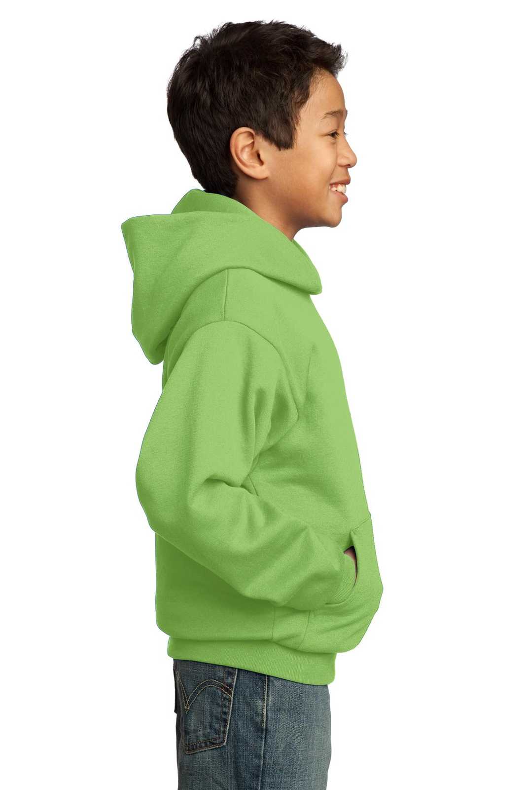 Port &amp; Company PC90YH Youth Core Fleece Pullover Hooded Sweatshirt - Lime - HIT a Double - 3
