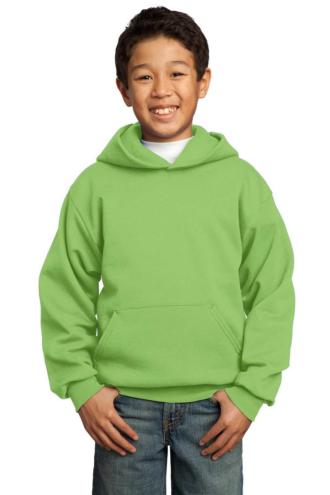 Port &amp; Company PC90YH Youth Core Fleece Pullover Hooded Sweatshirt - Lime - HIT a Double - 1