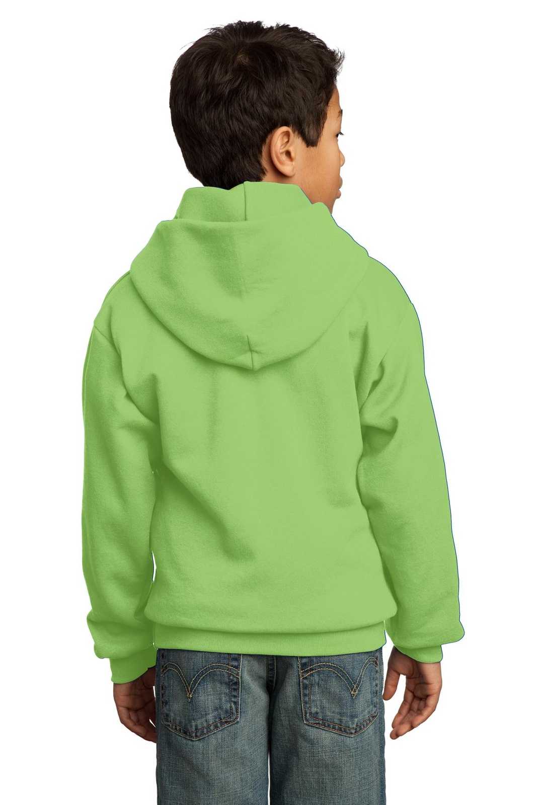 Port &amp; Company PC90YH Youth Core Fleece Pullover Hooded Sweatshirt - Lime - HIT a Double - 2