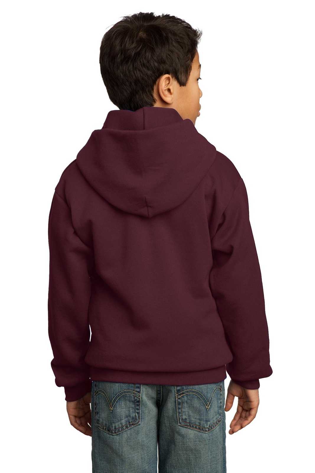 Port & Company PC90YH Youth Core Fleece Pullover Hooded Sweatshirt - Maroon - HIT a Double - 1