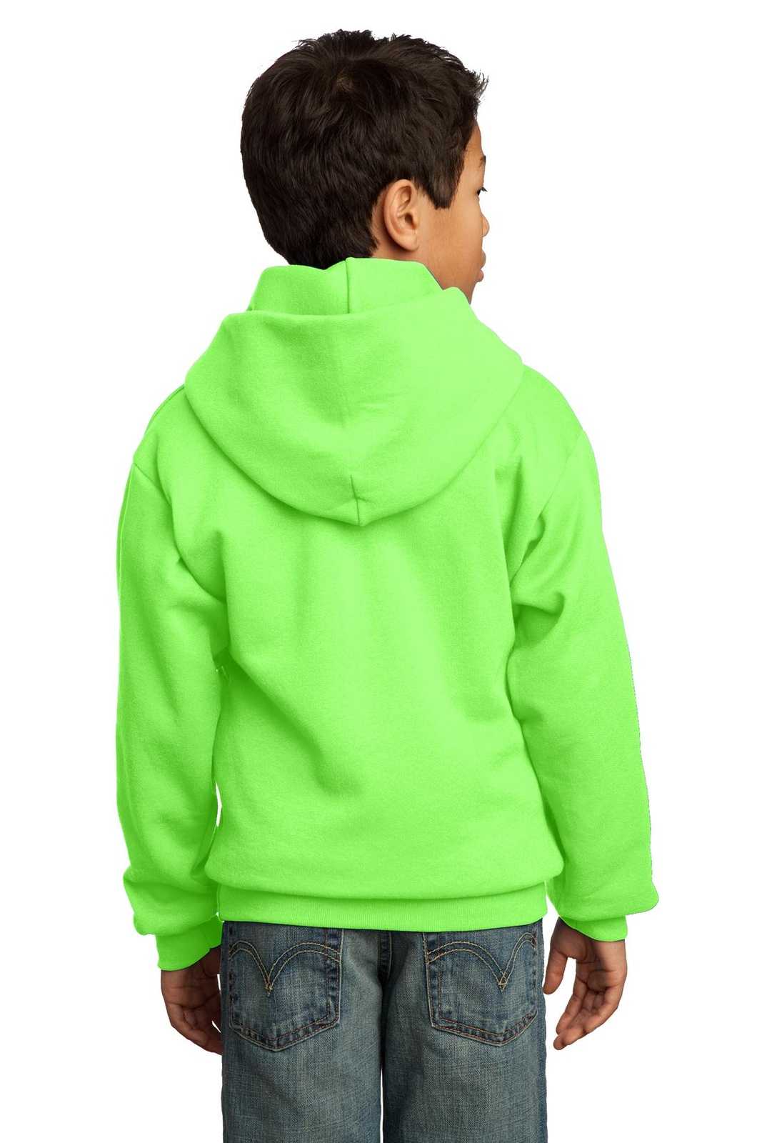 Port &amp; Company PC90YH Youth Core Fleece Pullover Hooded Sweatshirt - Neon Green - HIT a Double - 2