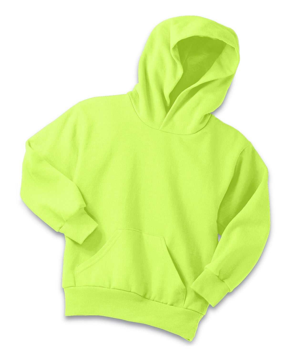 Port &amp; Company PC90YH Youth Core Fleece Pullover Hooded Sweatshirt - Neon Yellow - HIT a Double - 5