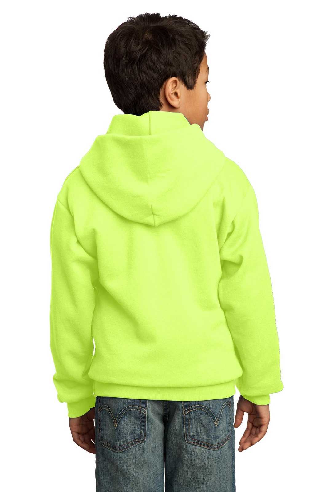 Port &amp; Company PC90YH Youth Core Fleece Pullover Hooded Sweatshirt - Neon Yellow - HIT a Double - 2