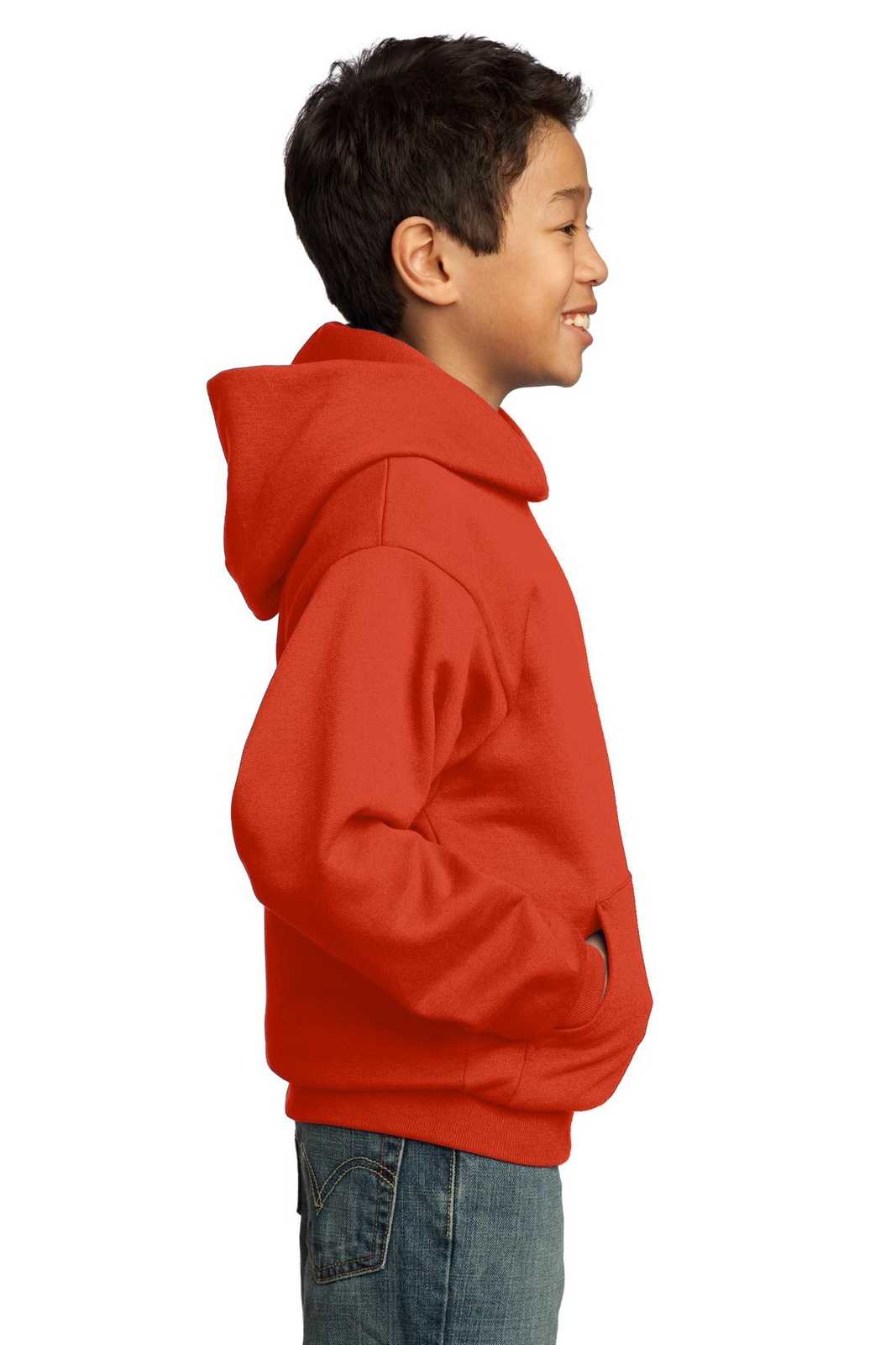 Port &amp; Company PC90YH Youth Core Fleece Pullover Hooded Sweatshirt - Orange - HIT a Double - 3