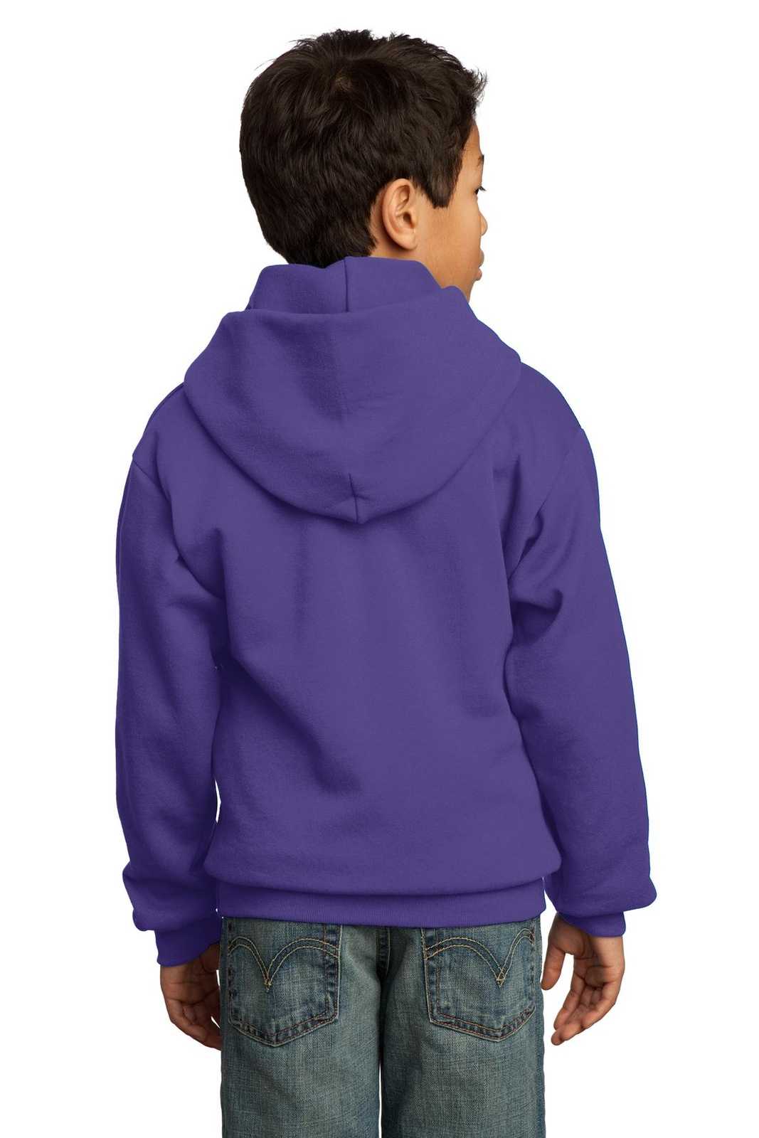 Port &amp; Company PC90YH Youth Core Fleece Pullover Hooded Sweatshirt - Purple - HIT a Double - 2