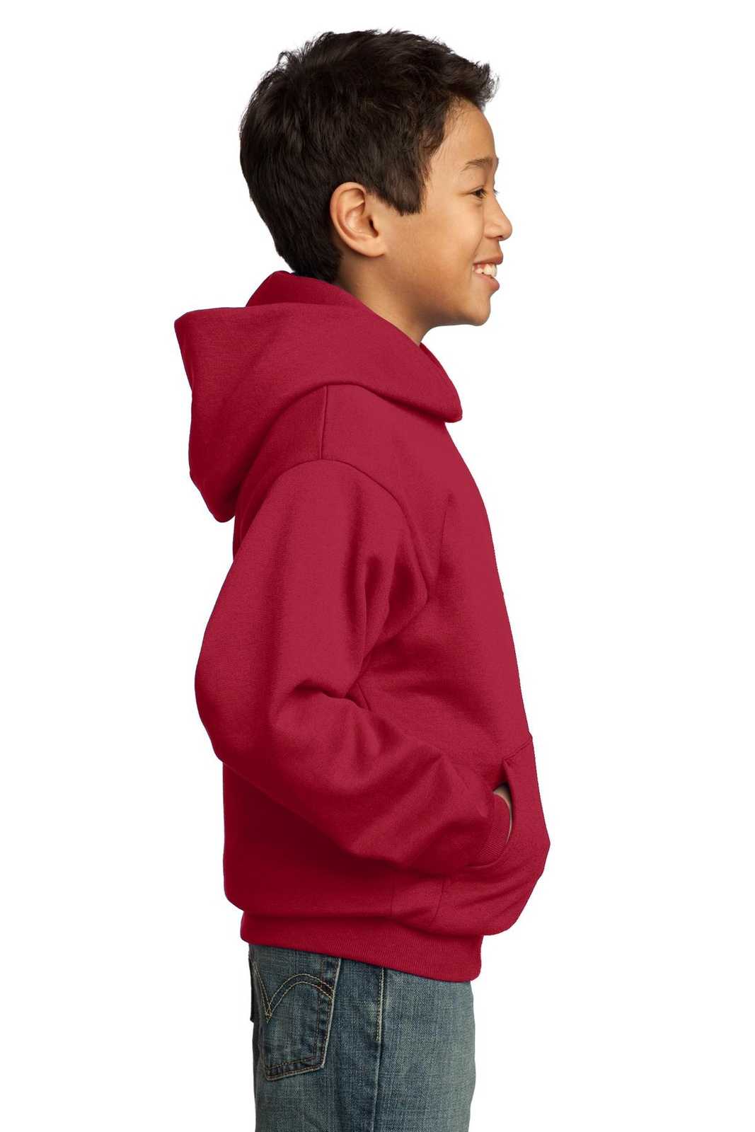 Port &amp; Company PC90YH Youth Core Fleece Pullover Hooded Sweatshirt - Red - HIT a Double - 3