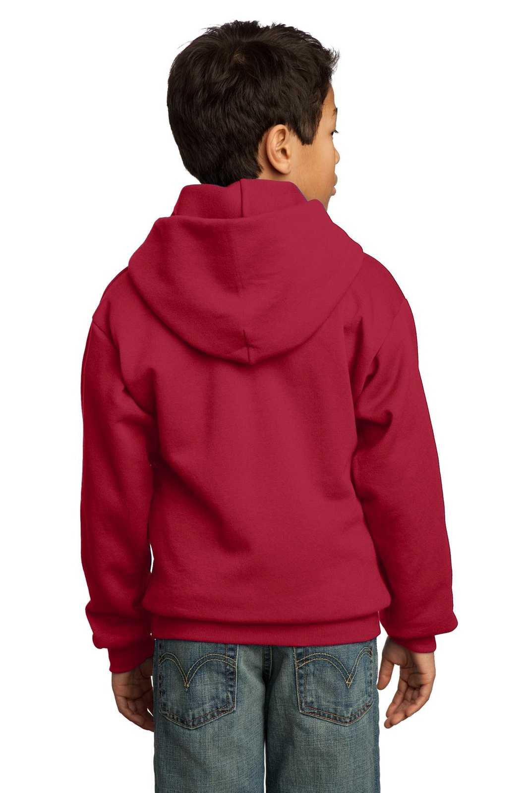 Port &amp; Company PC90YH Youth Core Fleece Pullover Hooded Sweatshirt - Red - HIT a Double - 2