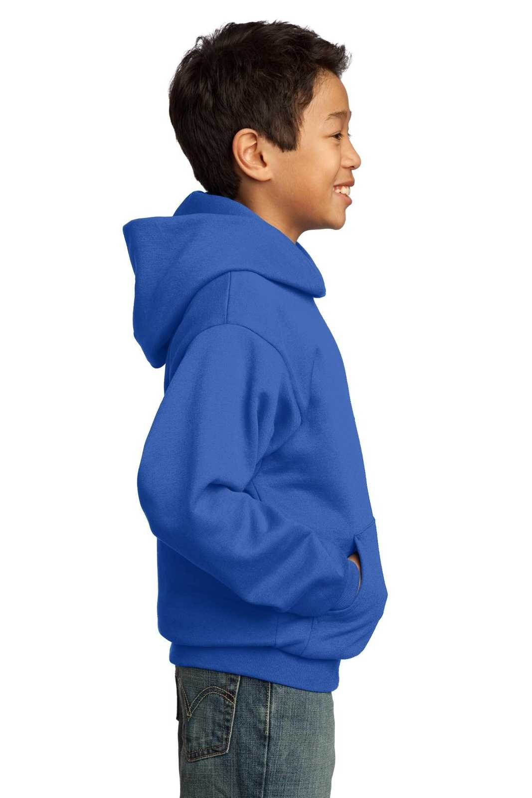 Port &amp; Company PC90YH Youth Core Fleece Pullover Hooded Sweatshirt - Royal - HIT a Double - 3