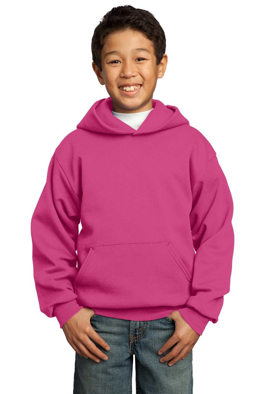 Port &amp; Company PC90YH Youth Core Fleece Pullover Hooded Sweatshirt - Sangria - HIT a Double - 1