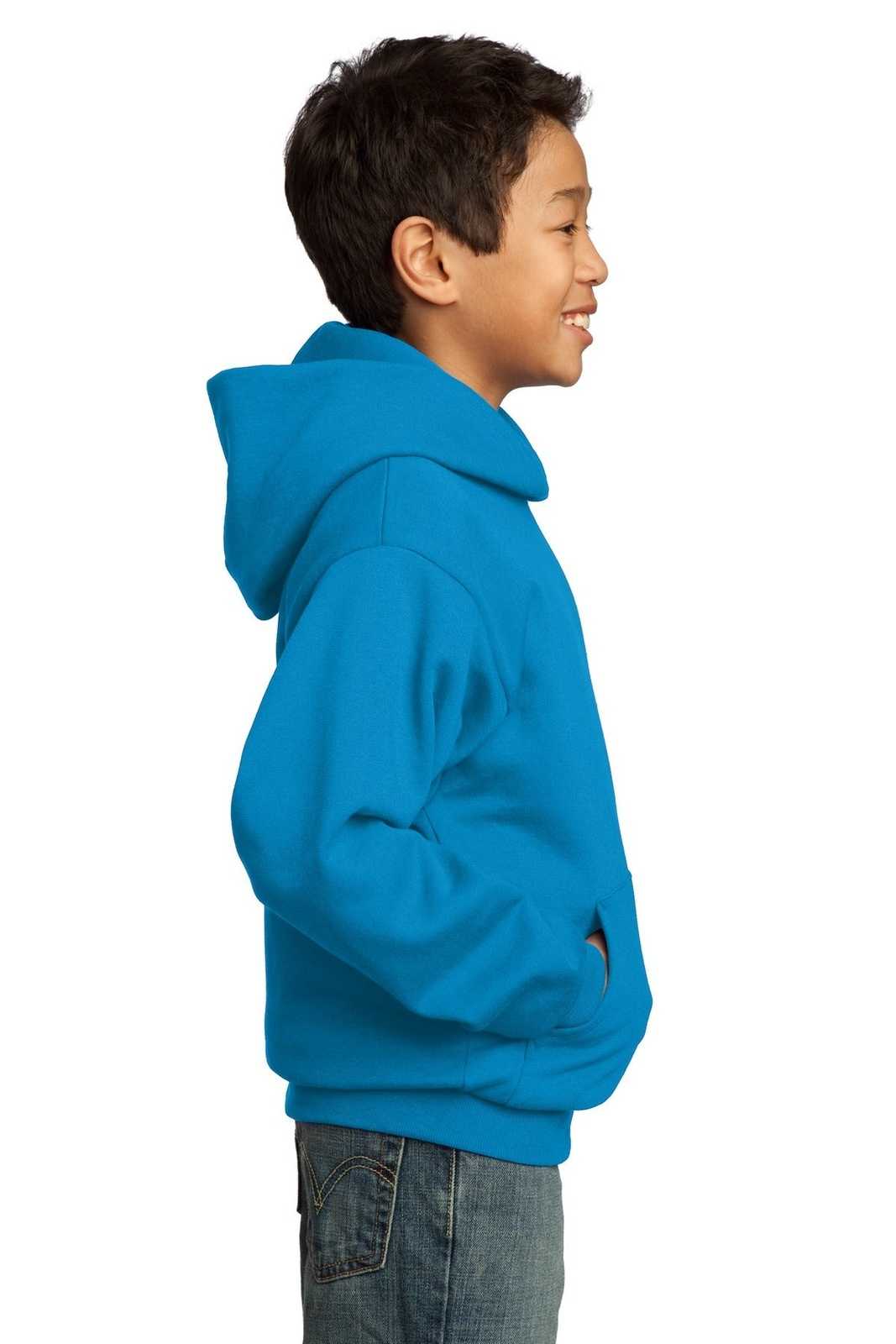 Port &amp; Company PC90YH Youth Core Fleece Pullover Hooded Sweatshirt - Sapphire - HIT a Double - 3