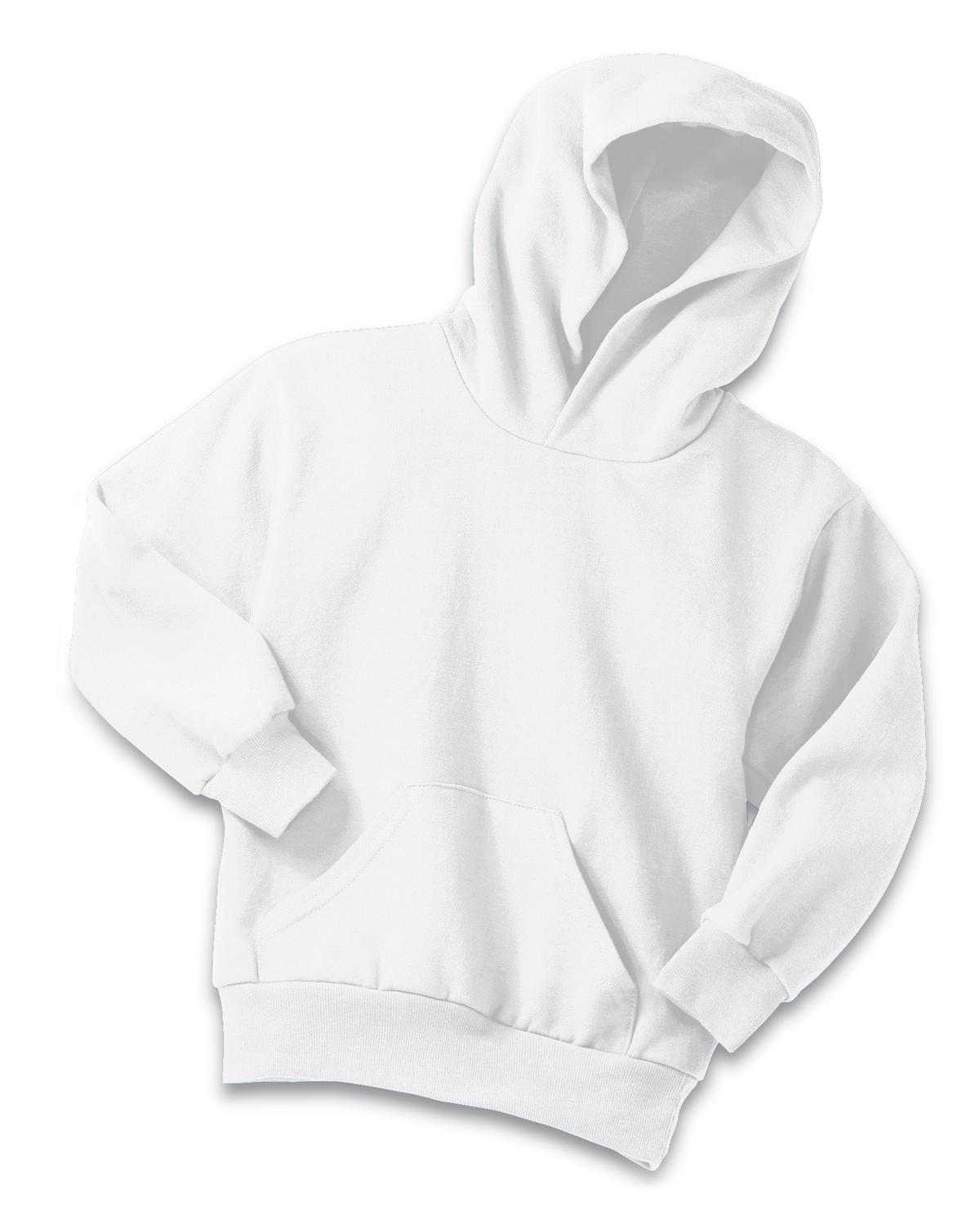Port &amp; Company PC90YH Youth Core Fleece Pullover Hooded Sweatshirt - White - HIT a Double - 4