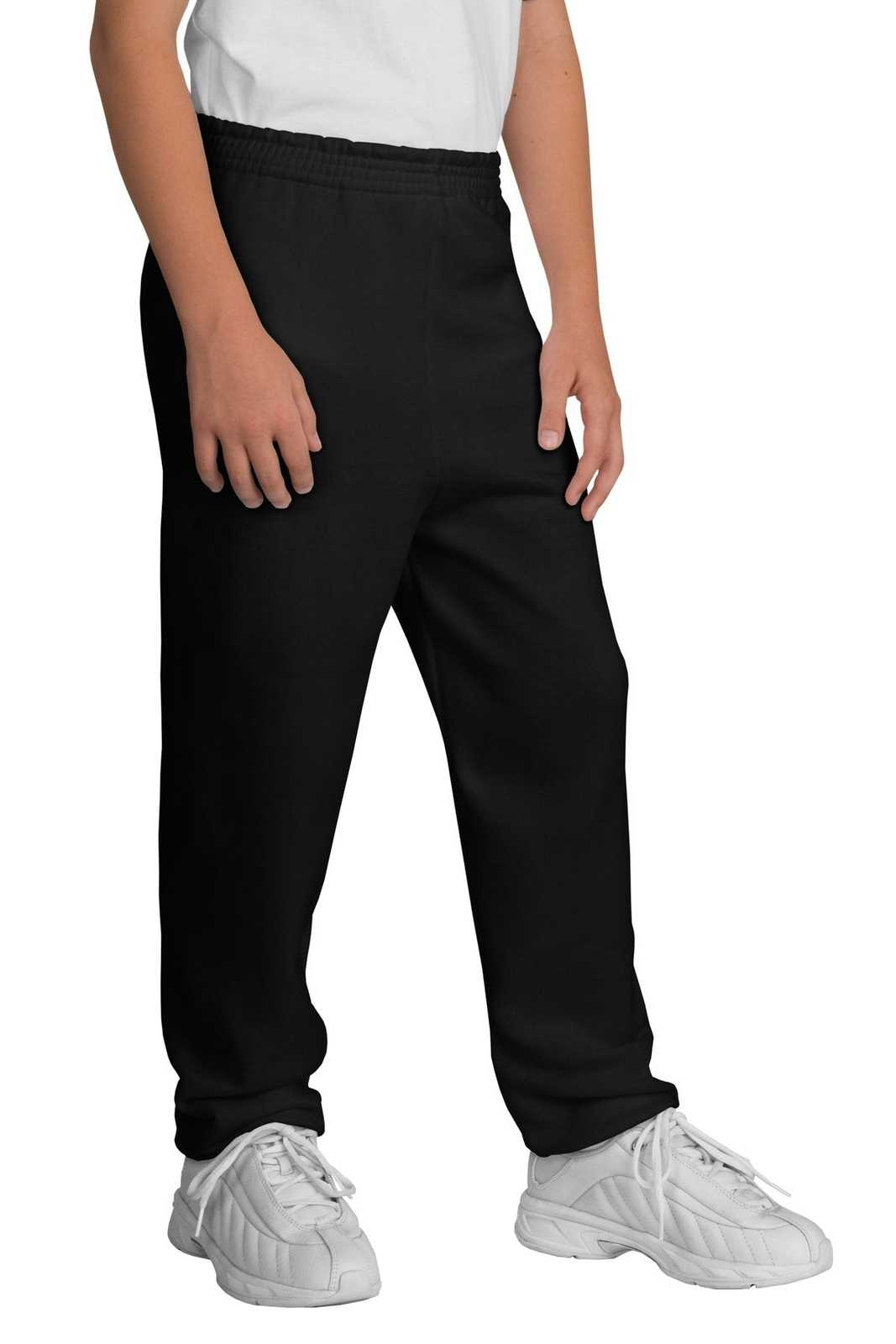 Port &amp; Company PC90YP Youth Core Fleece Sweatpant - Jet Black - HIT a Double - 1