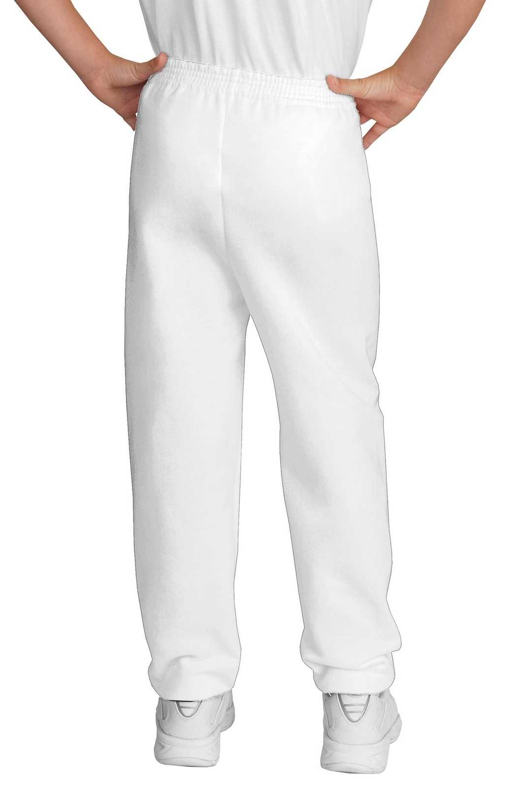 Port &amp; Company PC90YP Youth Core Fleece Sweatpant - White - HIT a Double - 2