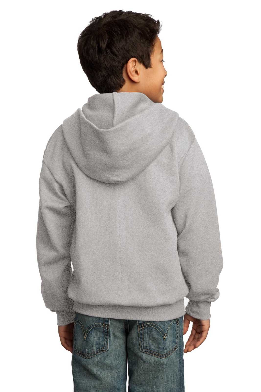 Port &amp; Company PC90YZH Youth Core Fleece Full-Zip Hooded Sweatshirt - Ash - HIT a Double - 2
