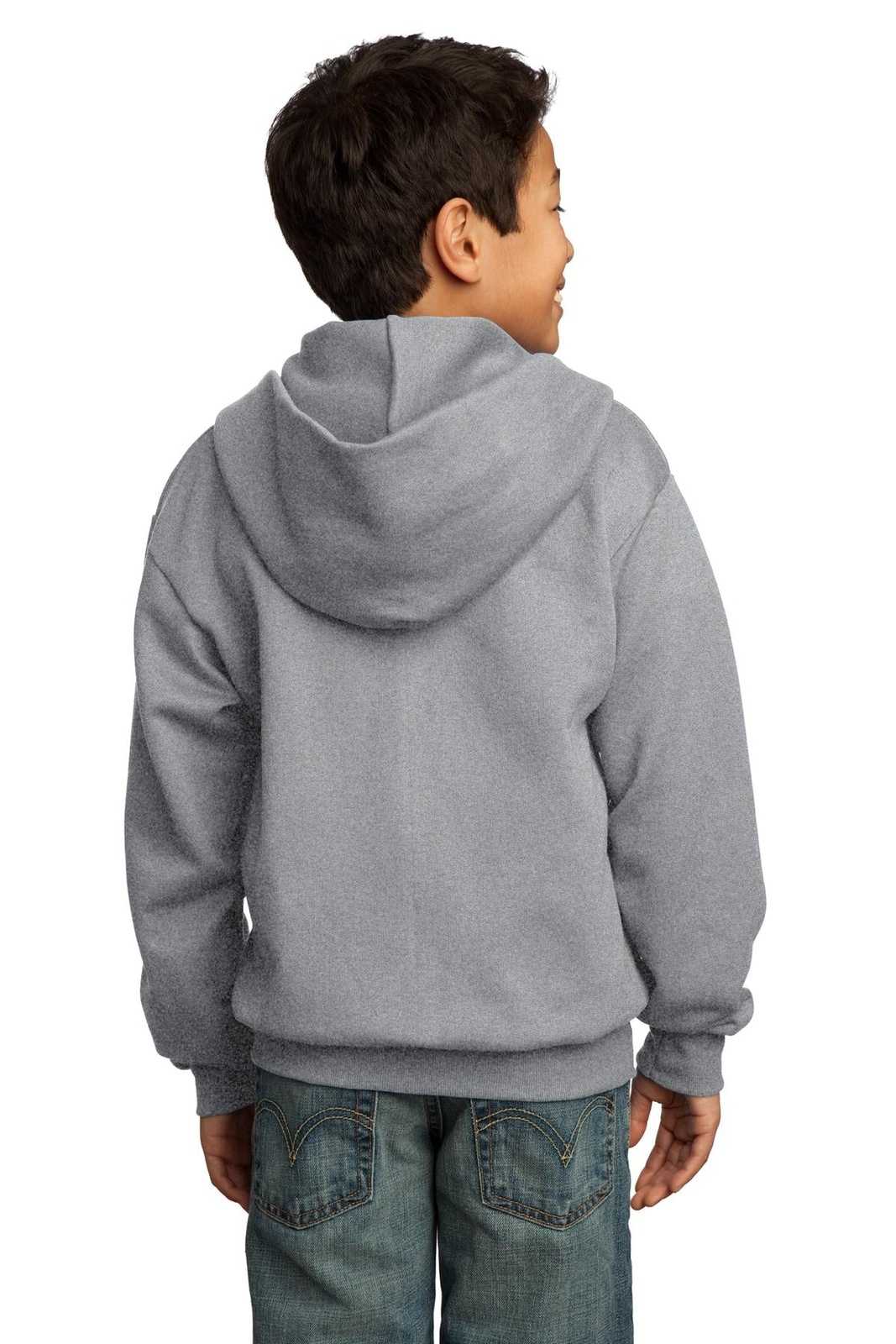 Port & Company PC90YZH Youth Core Fleece Full-Zip Hooded Sweatshirt - Athletic Heather - HIT a Double - 1