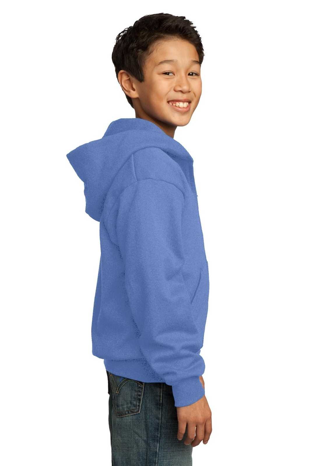 Port &amp; Company PC90YZH Youth Core Fleece Full-Zip Hooded Sweatshirt - Carolina Blue - HIT a Double - 3