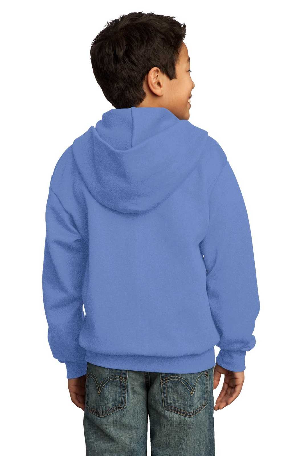 Port &amp; Company PC90YZH Youth Core Fleece Full-Zip Hooded Sweatshirt - Carolina Blue - HIT a Double - 2