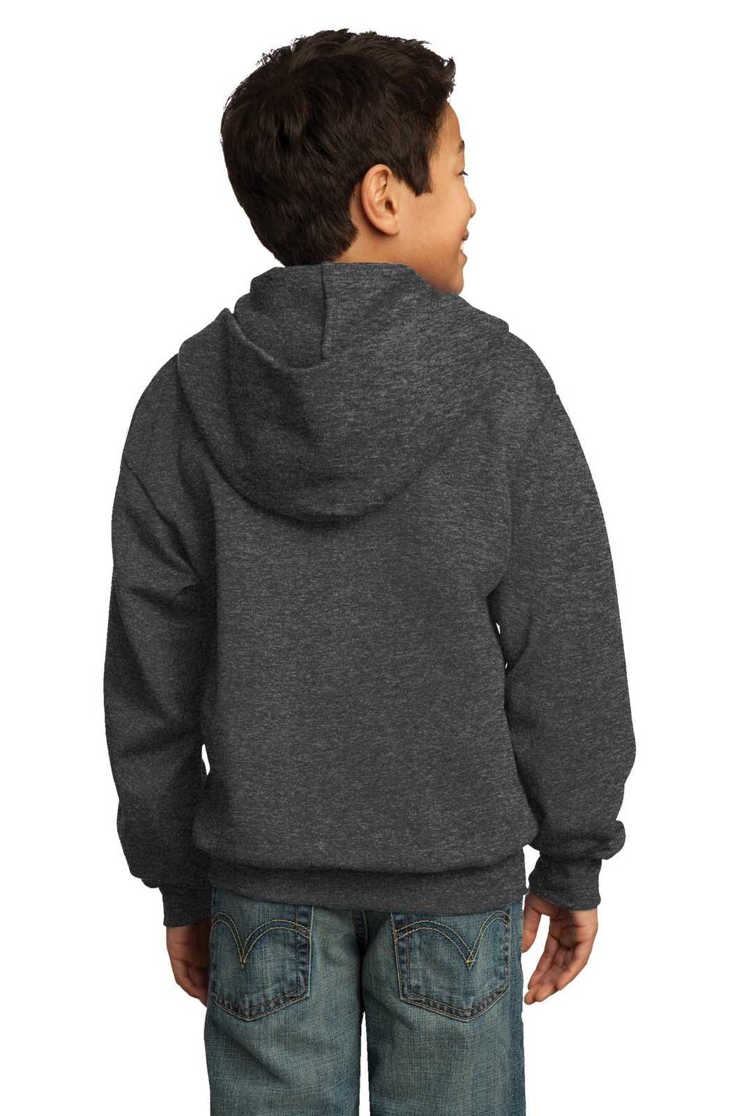 Port & Company PC90YZH Youth Core Fleece Full-Zip Hooded Sweatshirt - Dark Heather Gray - HIT a Double - 1