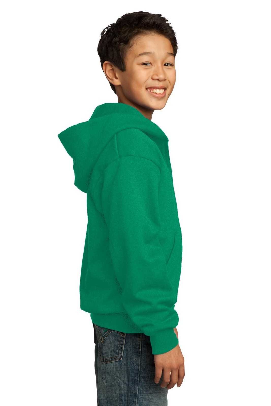 Port &amp; Company PC90YZH Youth Core Fleece Full-Zip Hooded Sweatshirt - Kelly - HIT a Double - 2