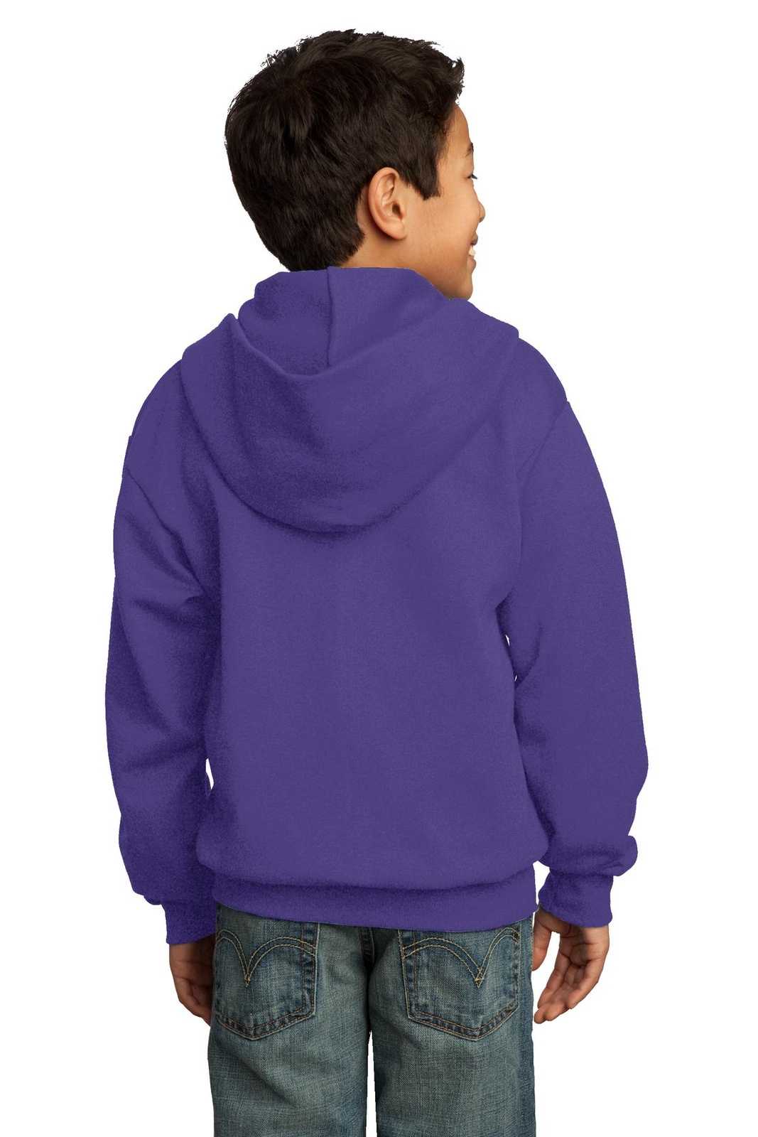 Port &amp; Company PC90YZH Youth Core Fleece Full-Zip Hooded Sweatshirt - Purple - HIT a Double - 2