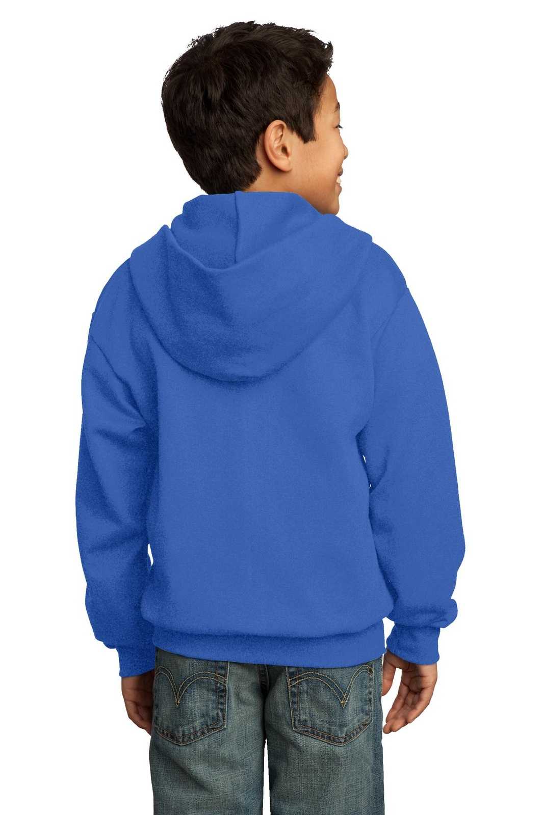 Port &amp; Company PC90YZH Youth Core Fleece Full-Zip Hooded Sweatshirt - Royal - HIT a Double - 2