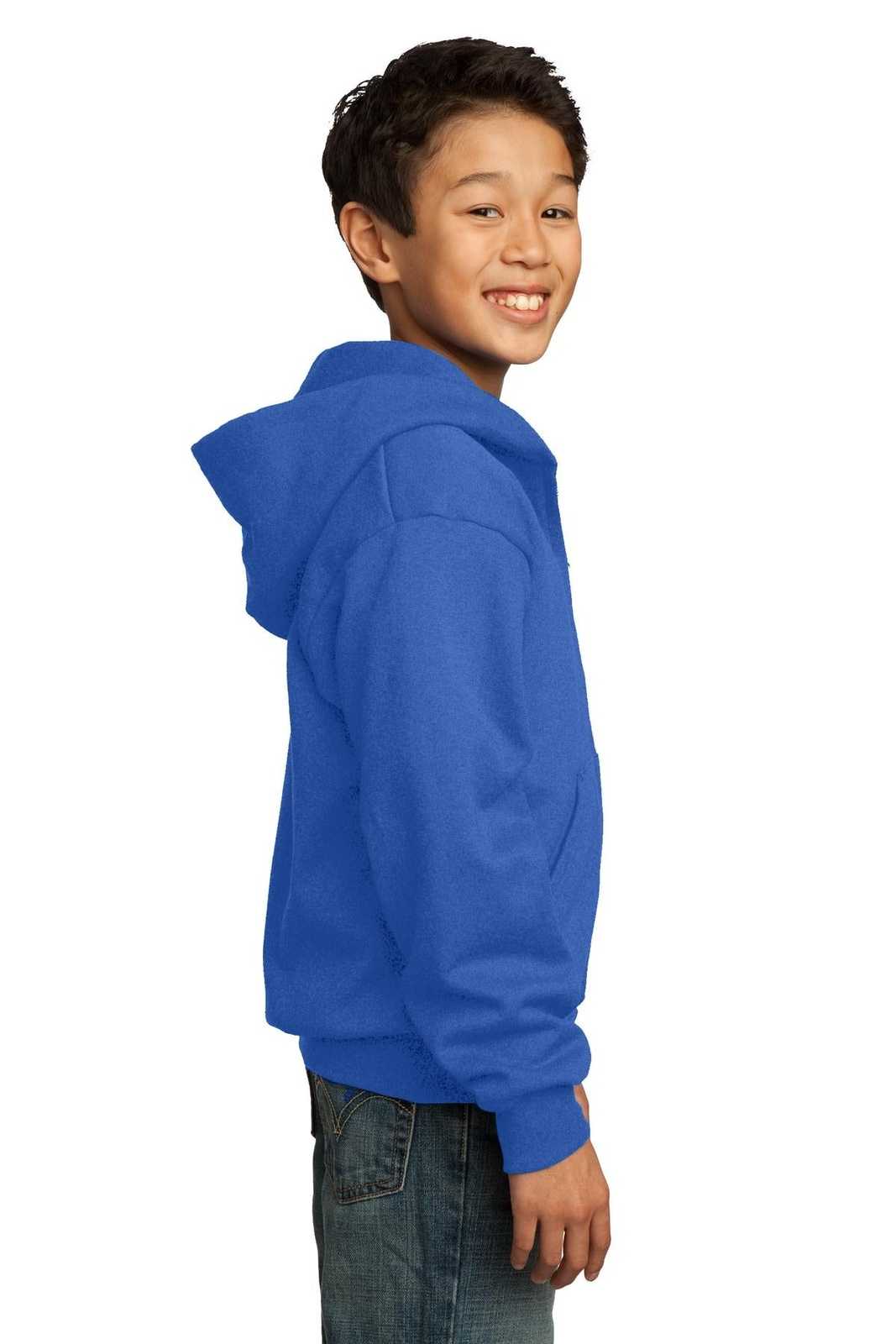 Port &amp; Company PC90YZH Youth Core Fleece Full-Zip Hooded Sweatshirt - Royal - HIT a Double - 3