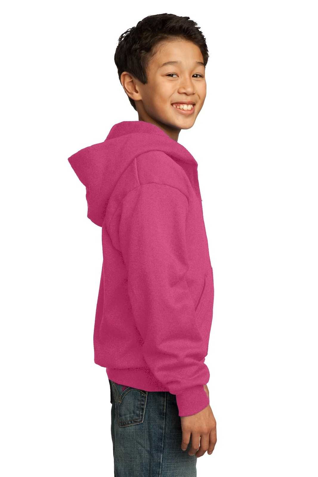 Port &amp; Company PC90YZH Youth Core Fleece Full-Zip Hooded Sweatshirt - Sangria - HIT a Double - 3