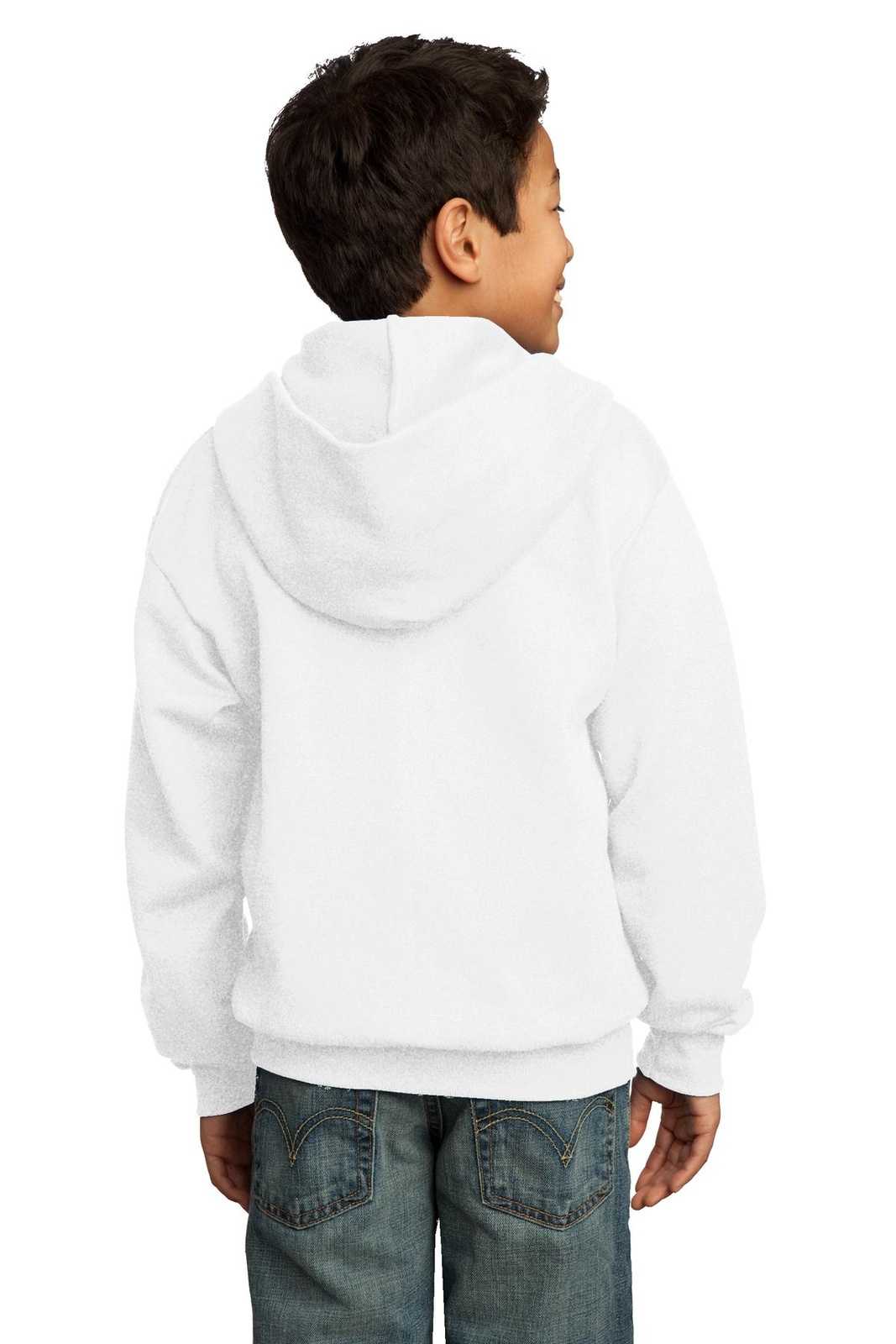 Port &amp; Company PC90YZH Youth Core Fleece Full-Zip Hooded Sweatshirt - White - HIT a Double - 2