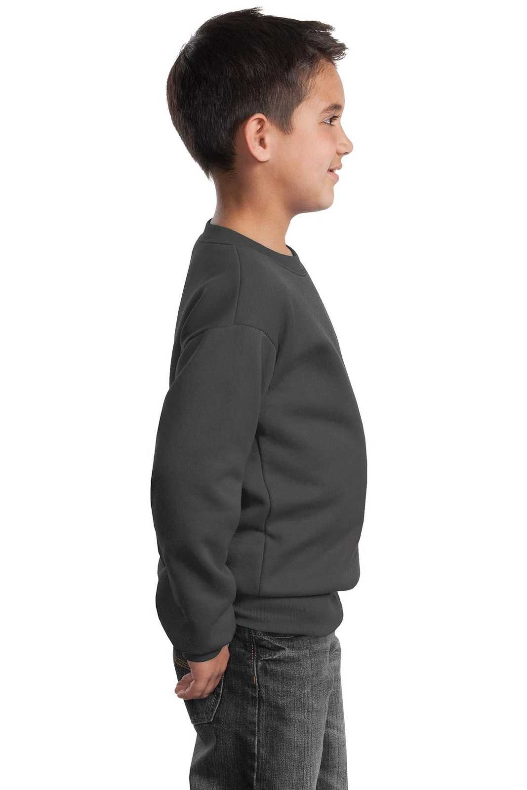 Port &amp; Company PC90Y Youth Core Fleece Crewneck Sweatshirt - Charcoal - HIT a Double - 3
