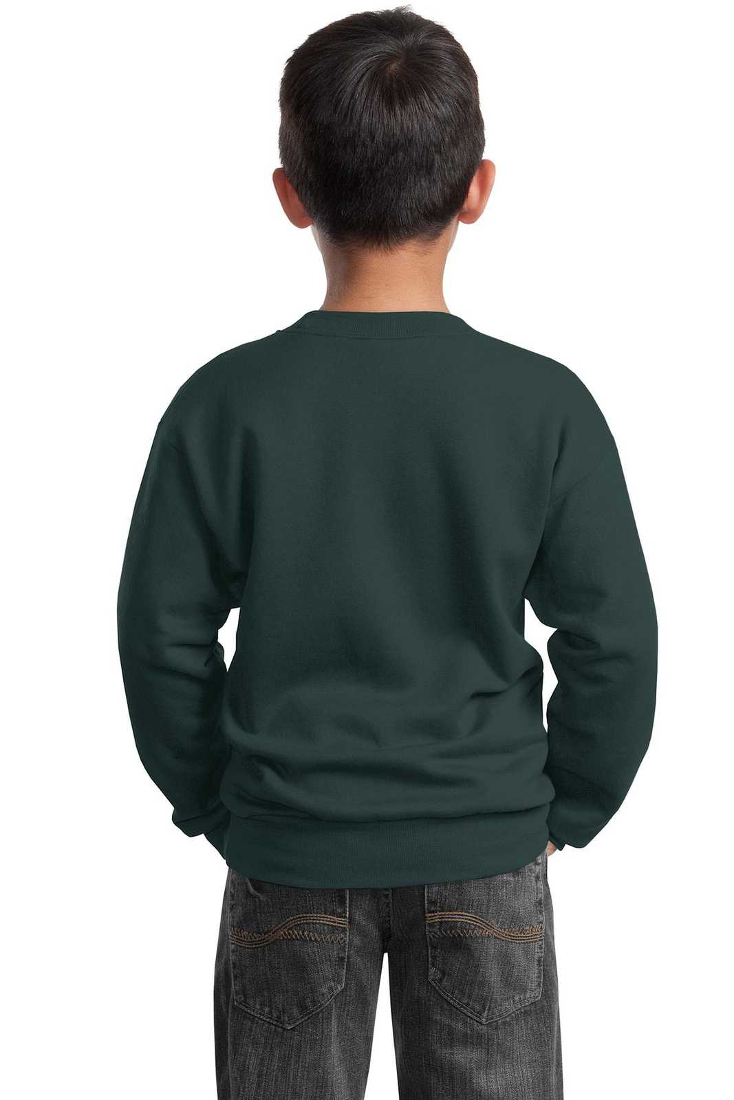 Port &amp; Company PC90Y Youth Core Fleece Crewneck Sweatshirt - Dark Green - HIT a Double - 2