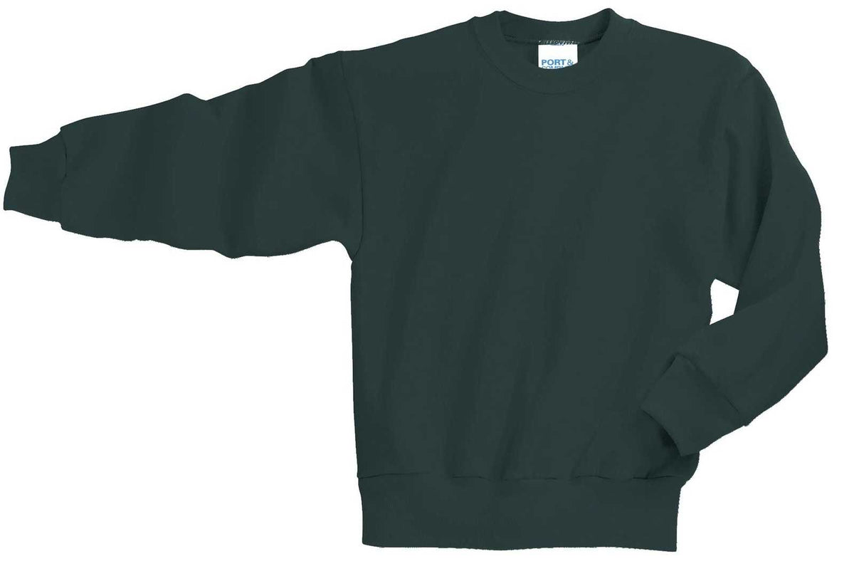 Port &amp; Company PC90Y Youth Core Fleece Crewneck Sweatshirt - Dark Green - HIT a Double - 4