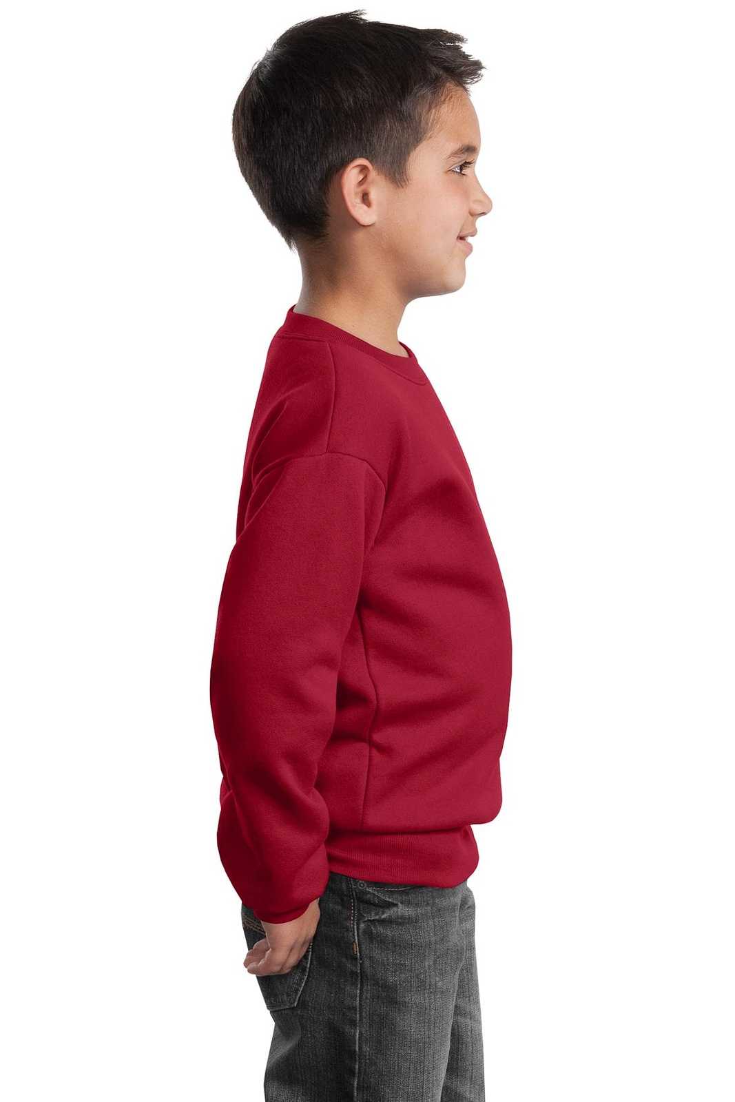 Port &amp; Company PC90Y Youth Core Fleece Crewneck Sweatshirt - Red - HIT a Double - 3