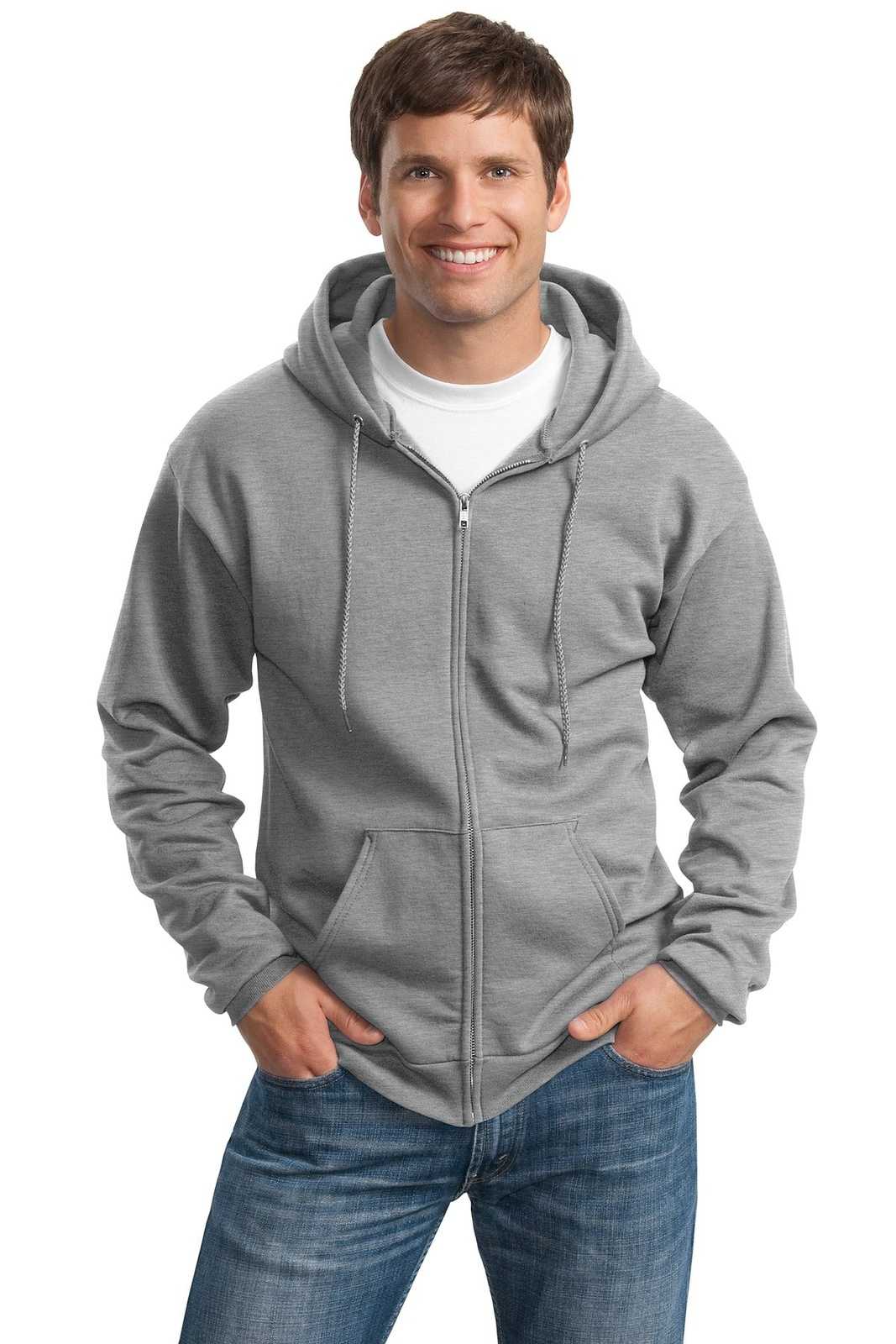 Port &amp; Company PC90ZHT Tall Essential Fleece Full-Zip Hooded Sweatshirt - Athletic Heather - HIT a Double - 1