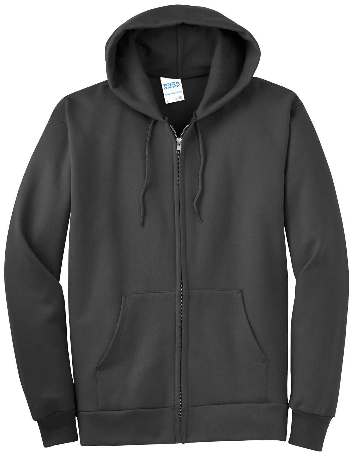 Port & Company PC90ZHT Tall Essential Fleece Full-Zip Hooded Sweatshirt - Charcoal - HIT a Double - 1