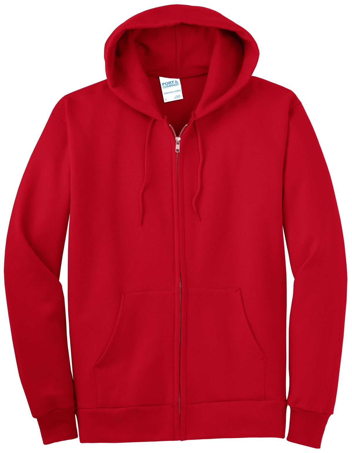 Port &amp; Company PC90ZHT Tall Essential Fleece Full-Zip Hooded Sweatshirt - Red - HIT a Double - 2