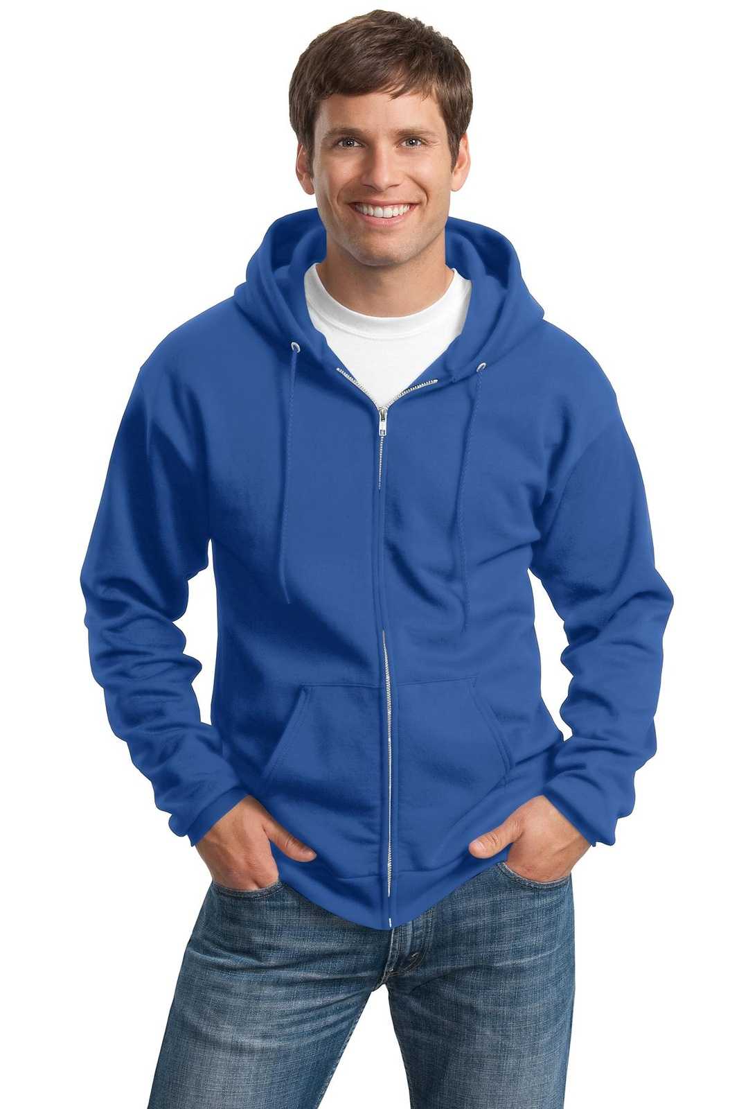 Port &amp; Company PC90ZHT Tall Essential Fleece Full-Zip Hooded Sweatshirt - Royal - HIT a Double - 1