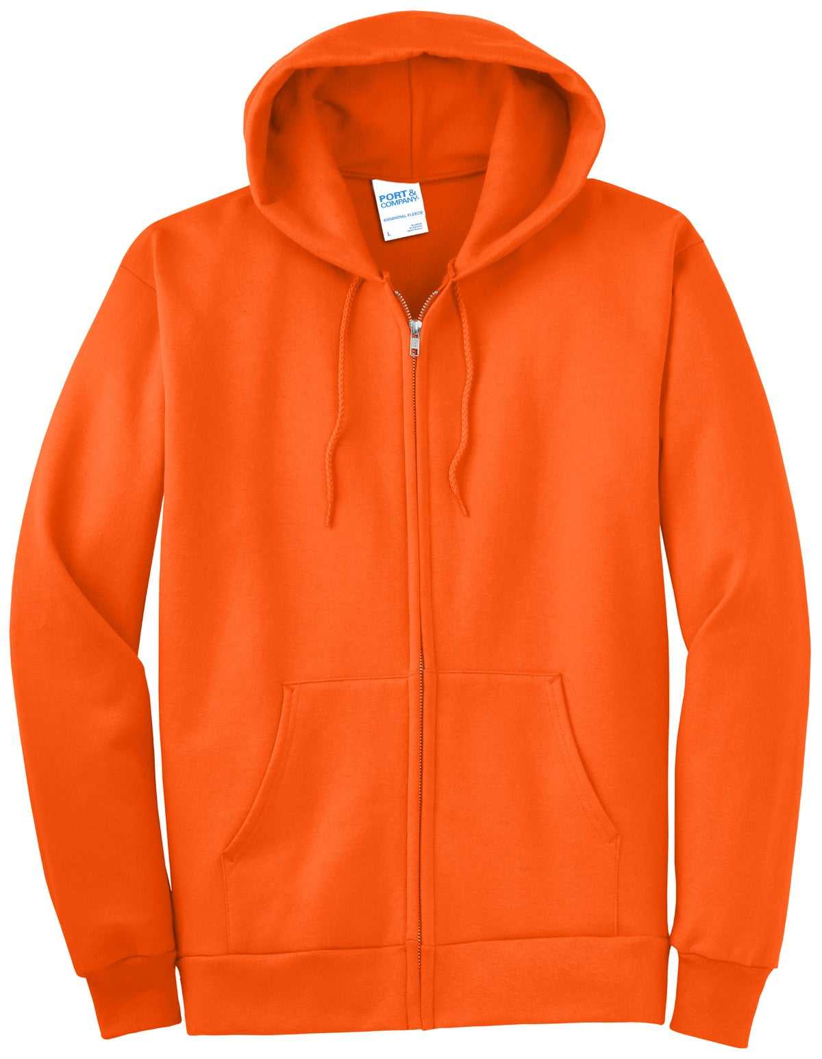 Port &amp; Company PC90ZHT Tall Essential Fleece Full-Zip Hooded Sweatshirt - Safety Orange - HIT a Double - 2