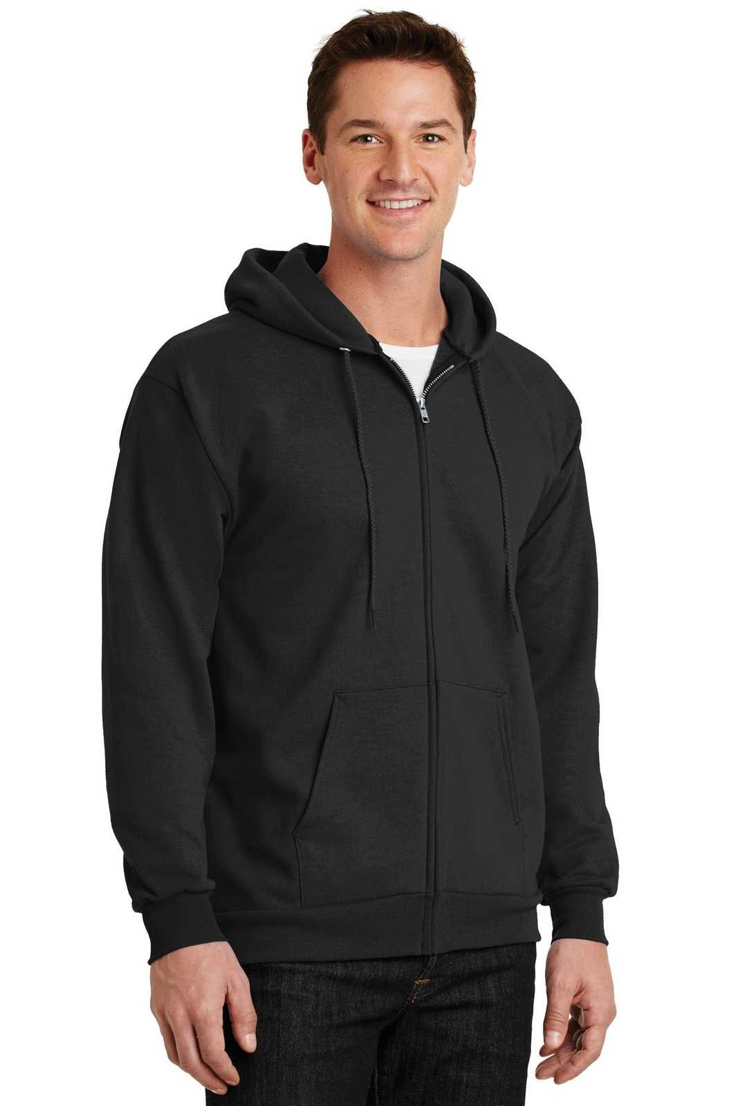 Port &amp; Company PC90ZH Essential Fleece Full-Zip Hooded Sweatshirt - Jet Black - HIT a Double - 4