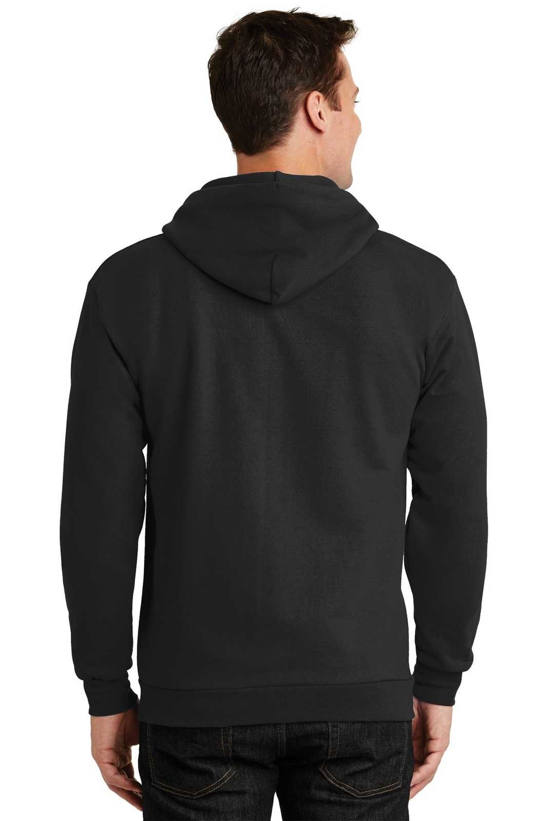 Port & Company PC90ZH Essential Fleece Full-Zip Hooded Sweatshirt - Jet Black - HIT a Double - 1