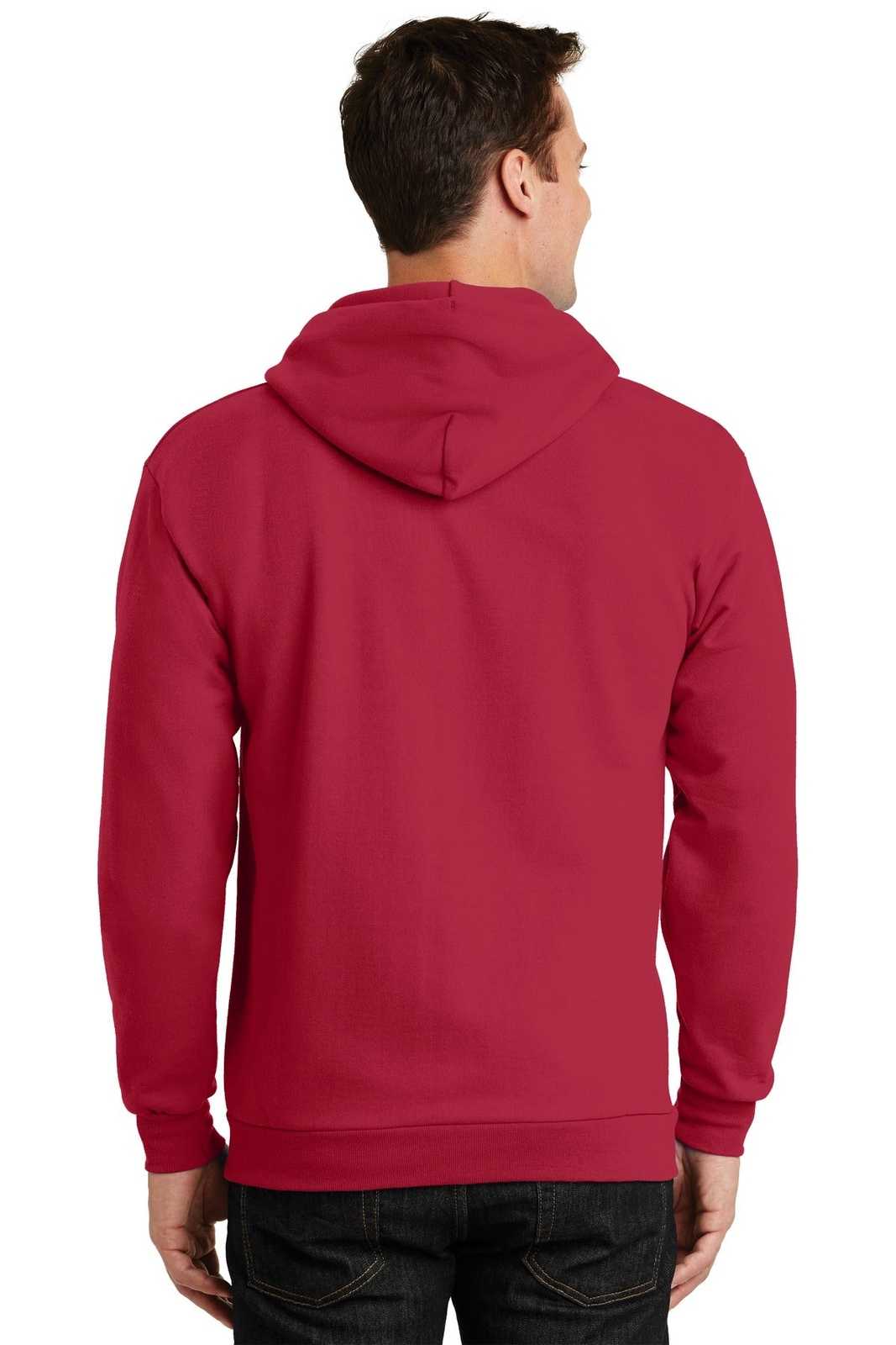 Port &amp; Company PC90ZH Essential Fleece Full-Zip Hooded Sweatshirt - Red - HIT a Double - 2