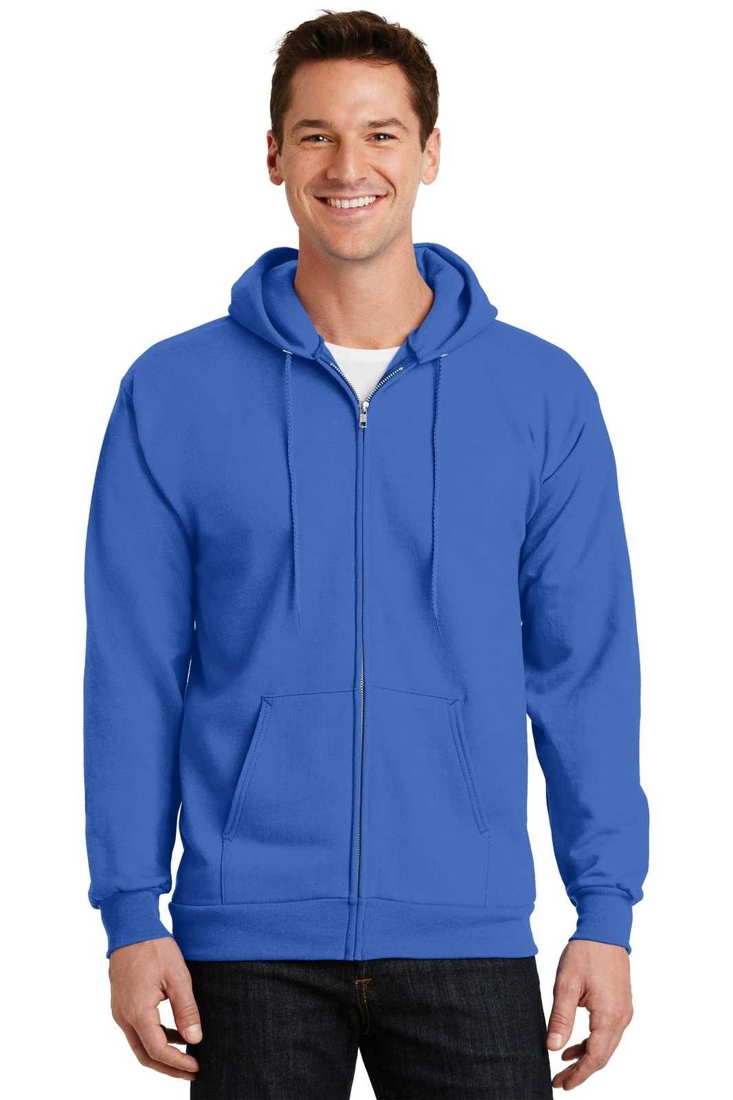 Port &amp; Company PC90ZH Essential Fleece Full-Zip Hooded Sweatshirt - Royal - HIT a Double - 1