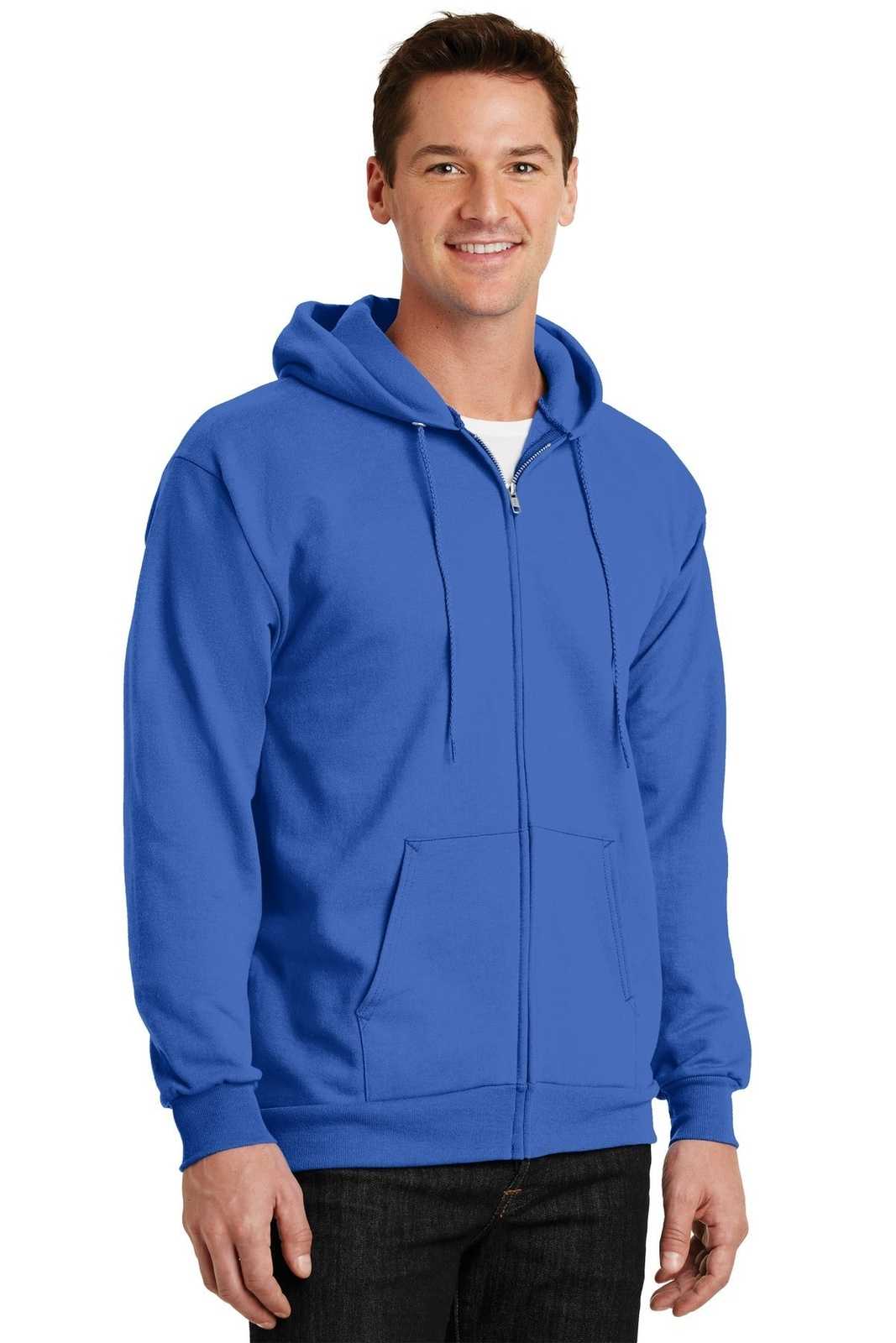 Port &amp; Company PC90ZH Essential Fleece Full-Zip Hooded Sweatshirt - Royal - HIT a Double - 4