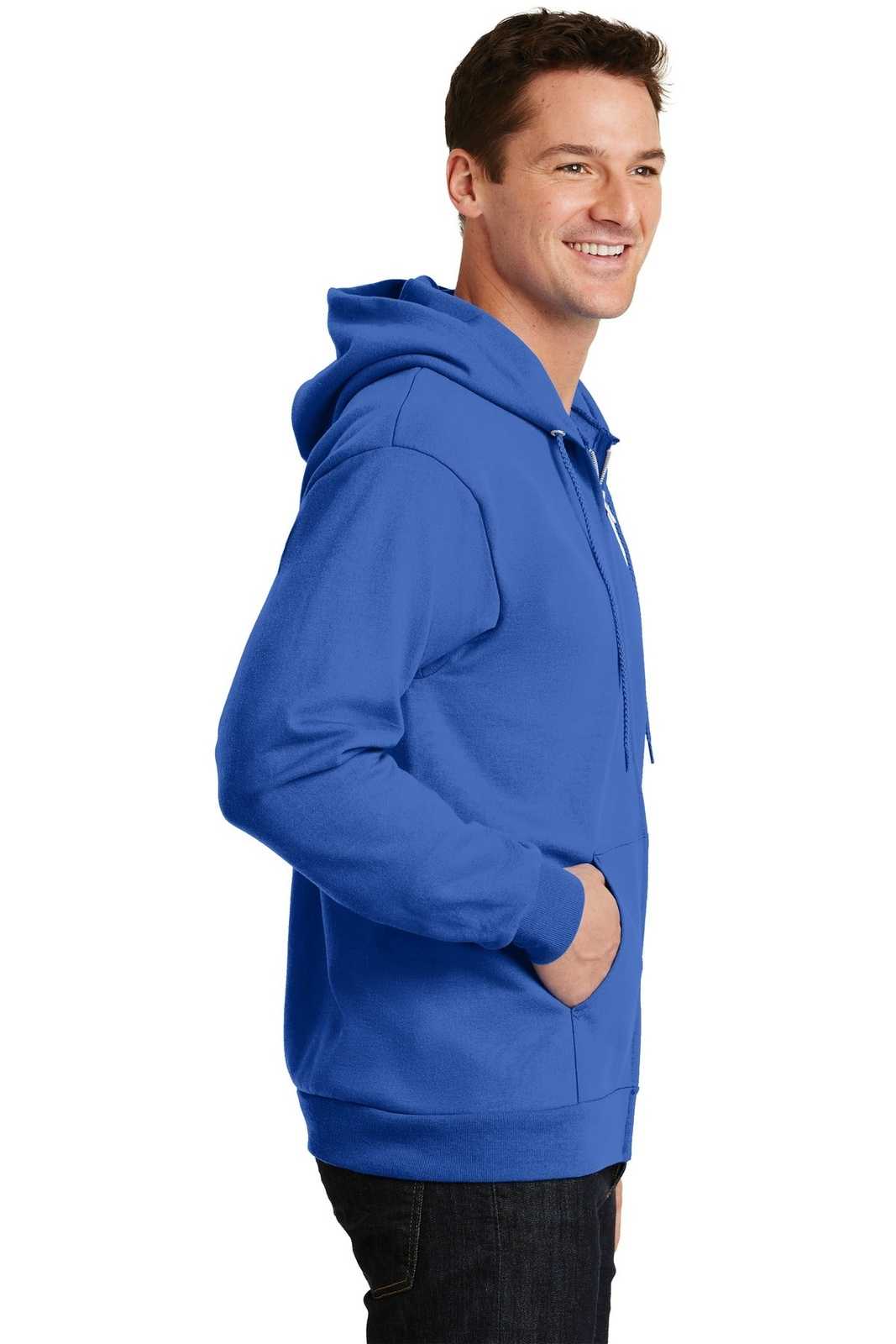 Port &amp; Company PC90ZH Essential Fleece Full-Zip Hooded Sweatshirt - Royal - HIT a Double - 3